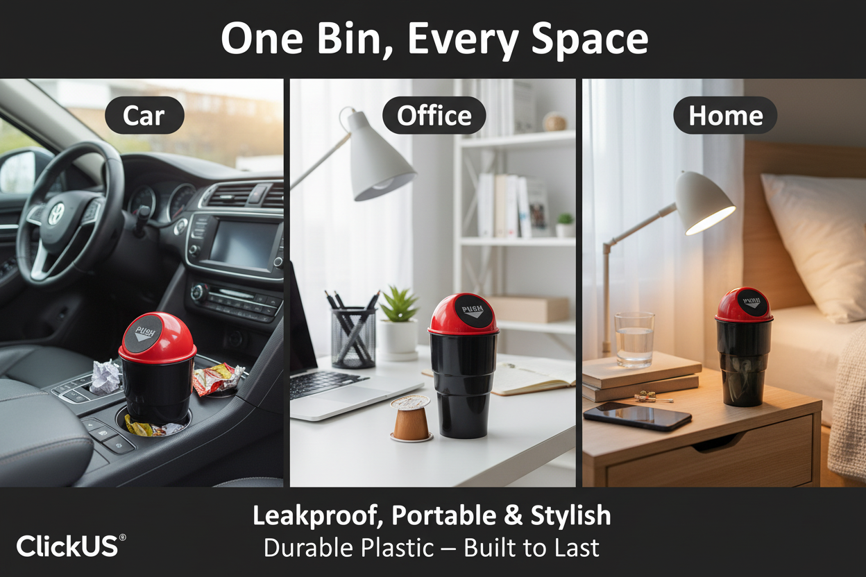 Portable Mini Car Trash Can — Cup Holder Dustbin with Leakproof Lid