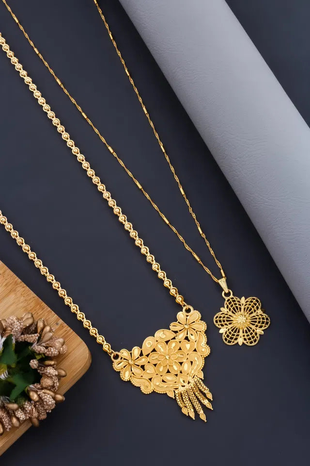Mangalsutra Mala Design with Moti Chain — Long & Short Combo (Pack of 2)