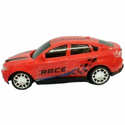 Red Race Car Toy for Kids — ABS Plastic Supercar with Race Graphics & Chrome Wheels