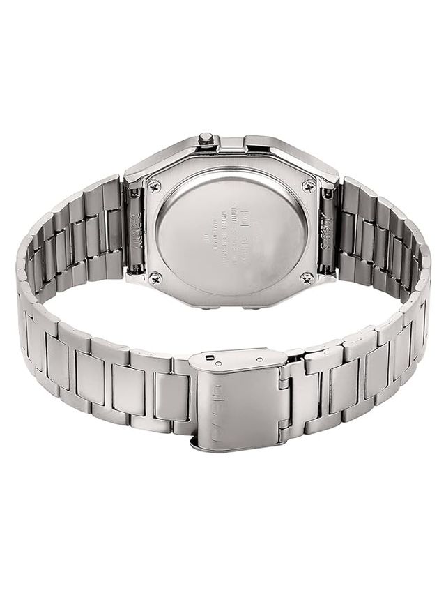 Classic Retro Digital Watch โ Unisex Silver Stainless Steel with Alarm, Stopwatch & LED Backlight