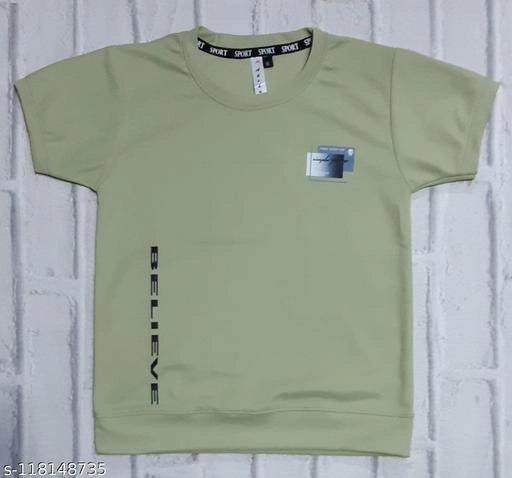 Cotton Blend Round Neck Printed T-Shirt for Boys — Green Casual Wear (4-14 Years)