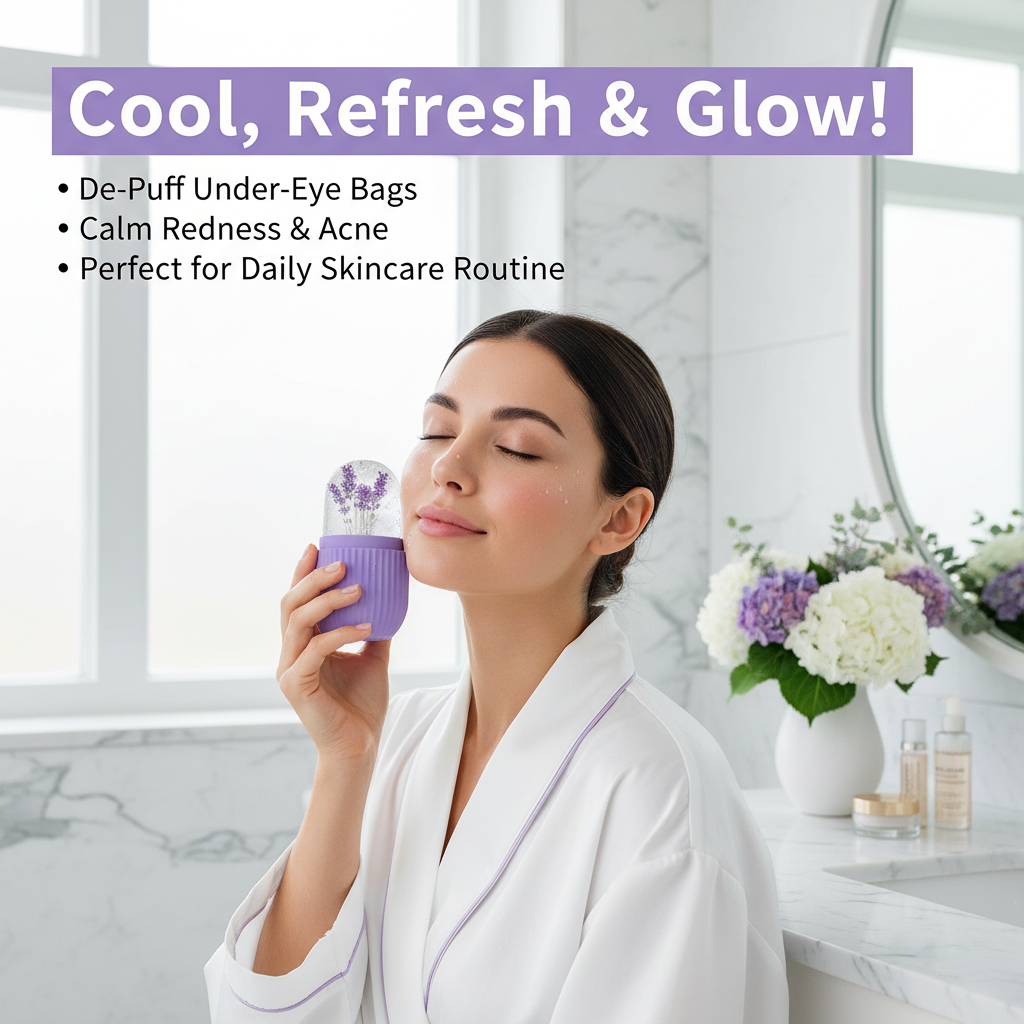 Ice Roller for Face, Neck & Body — Skin Cooling & De-Puffing Facial Massage Roller