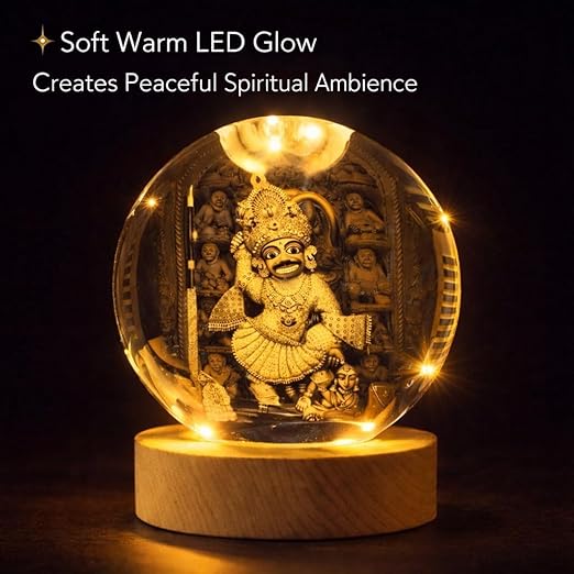 3D Hanuman ji Crystal Ball LED Night Lamp