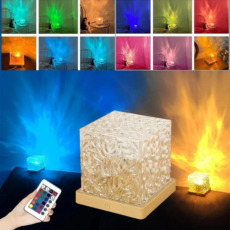 LED 3D Ocean Wave Projector Night Lamp — Water Ripple Northern Lights Room Decor