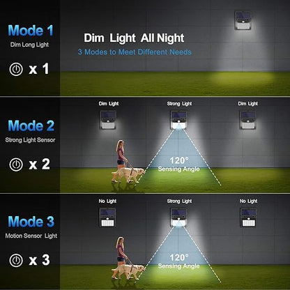 Solar Motion Sensor LED Night Light — Outdoor Wireless Security Lamp (IP65 Waterproof)