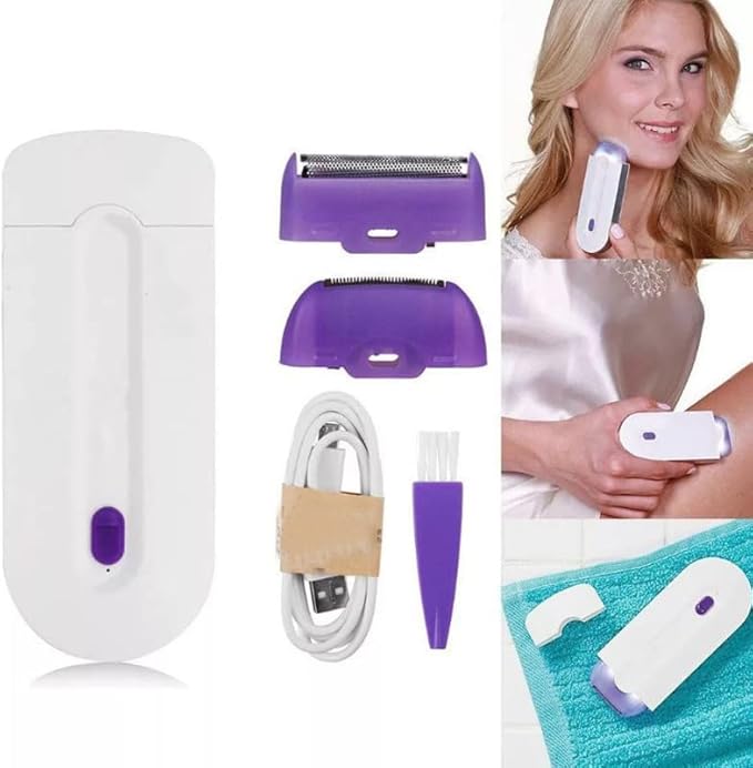Rechargeable Epilator — Pain-Free Hair Removal Razor for Women (Purple)