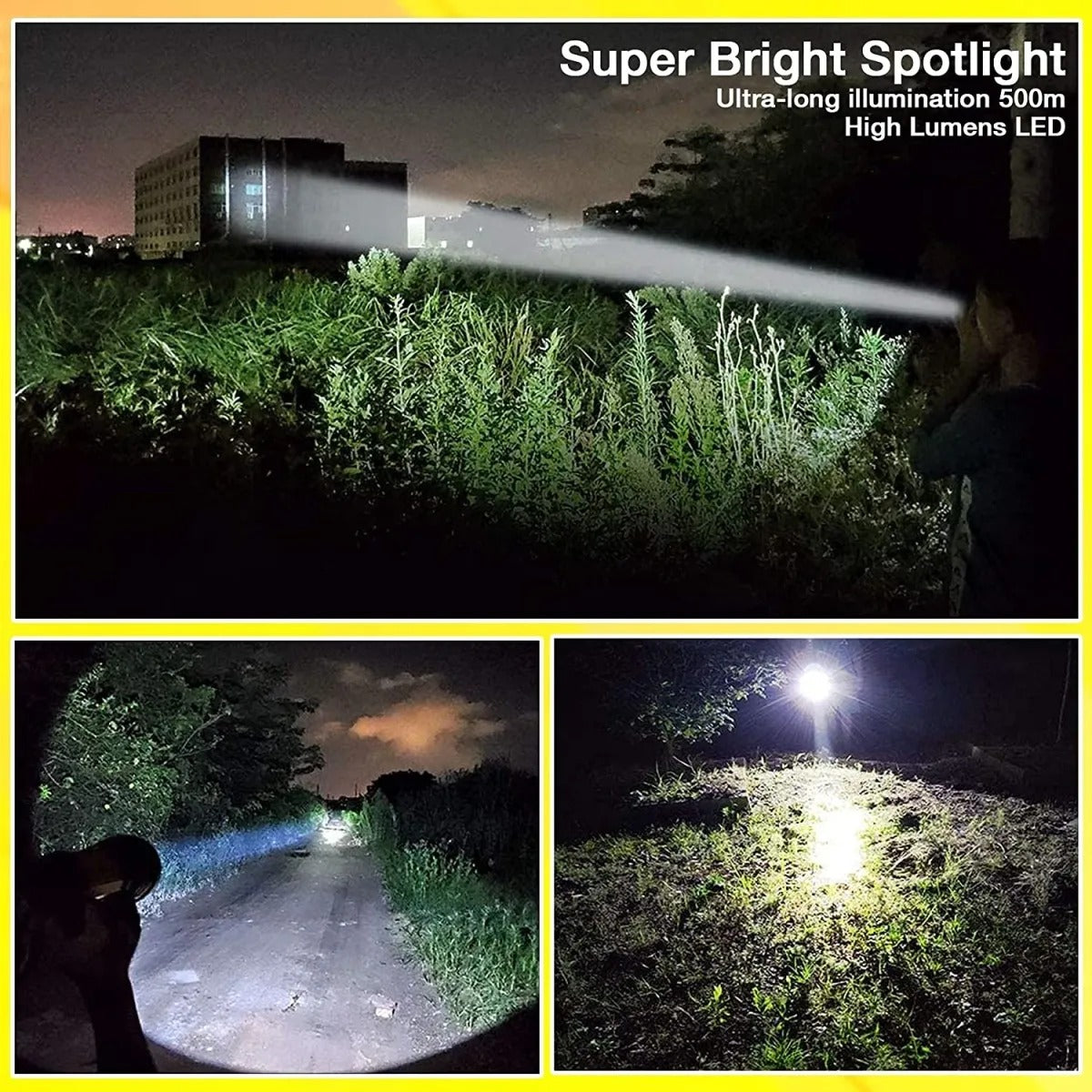 30W Rechargeable Waterproof LED Torch Emergency Light — High Power Long Range