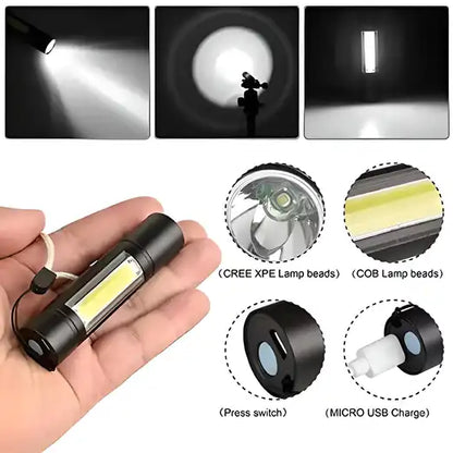 Pocket Size Mini XPE + COB LED Tactical Flashlight — Compact EDC Torch
