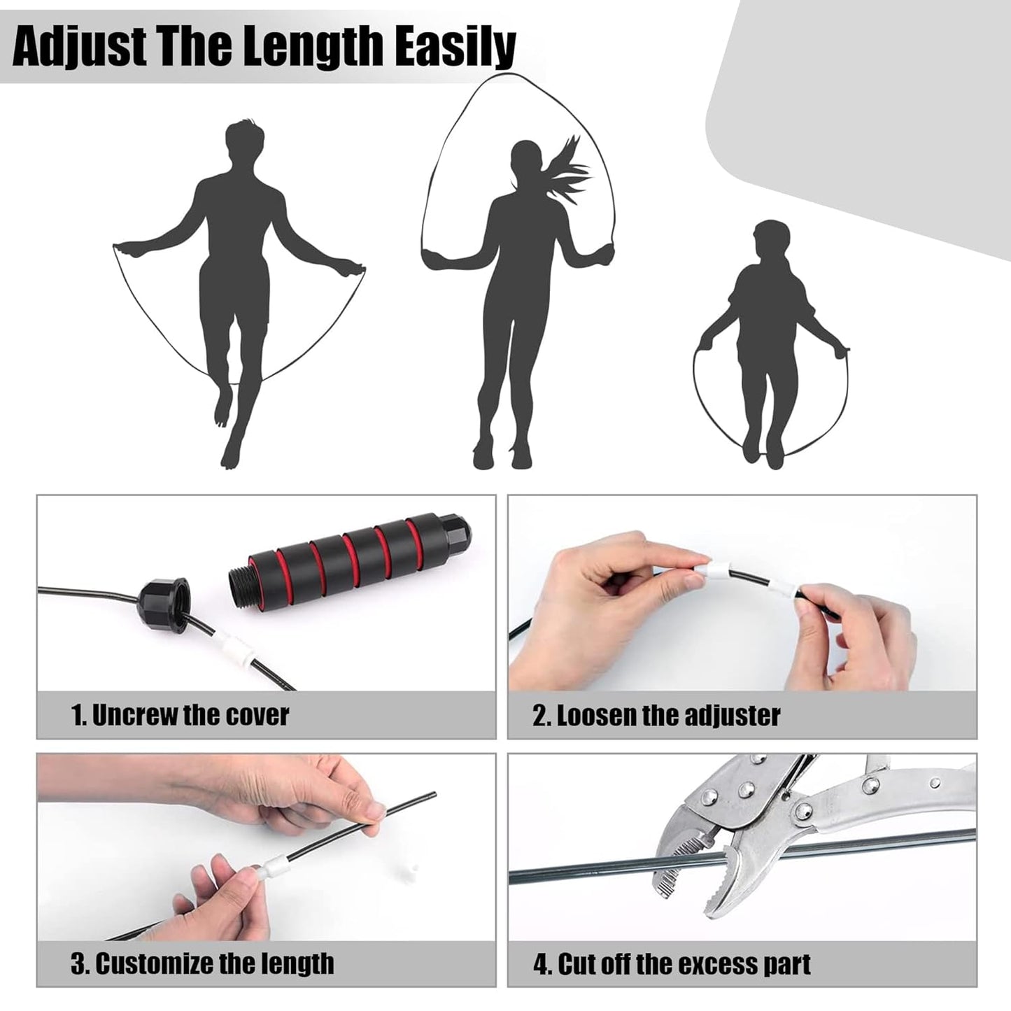 Premium Sports Speed Skipping Rope, Jump Rope with Pvc Handle, Multicolor Pvc Pencil Skipping Rope for Men, Women, Boys & Girls (Black & Red)
