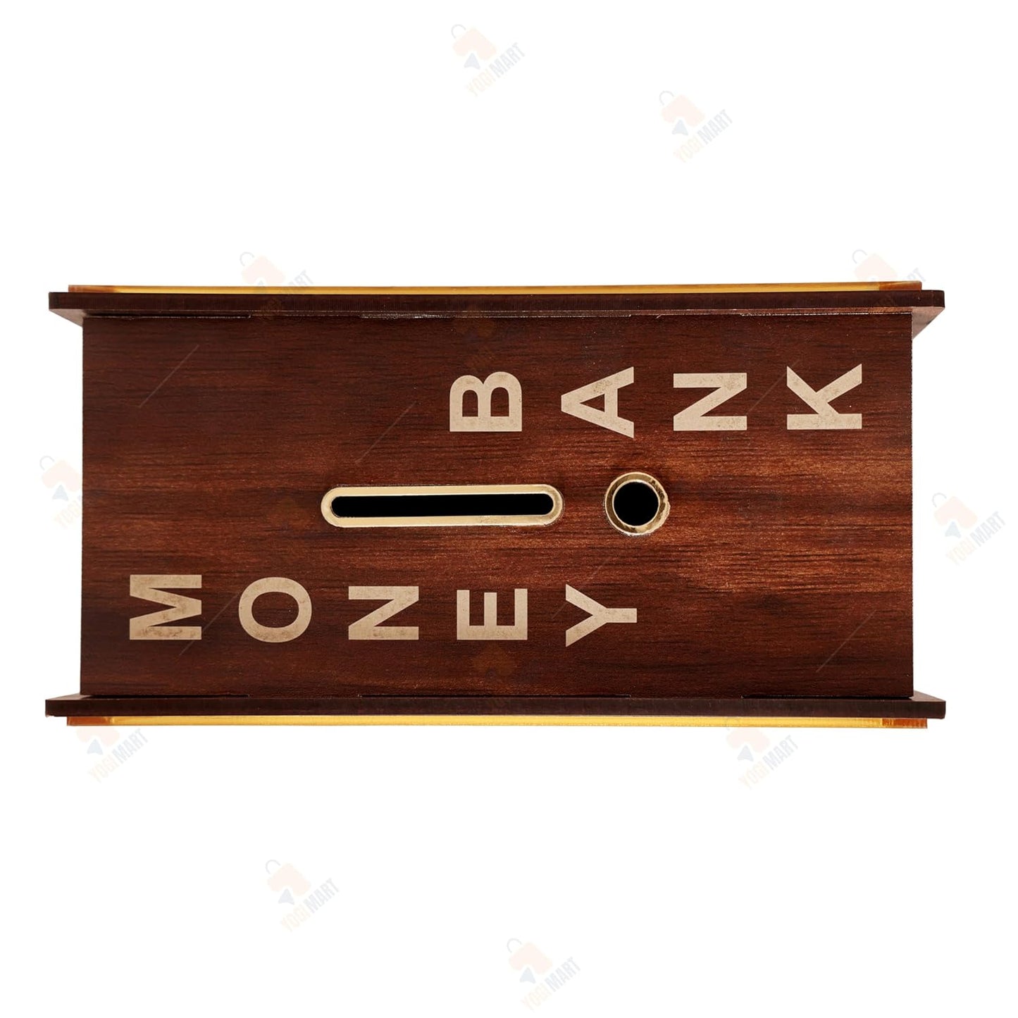 Savings Challenge Wooden Piggy Bank — Money Saving Box for Kids & Adults (Brown)