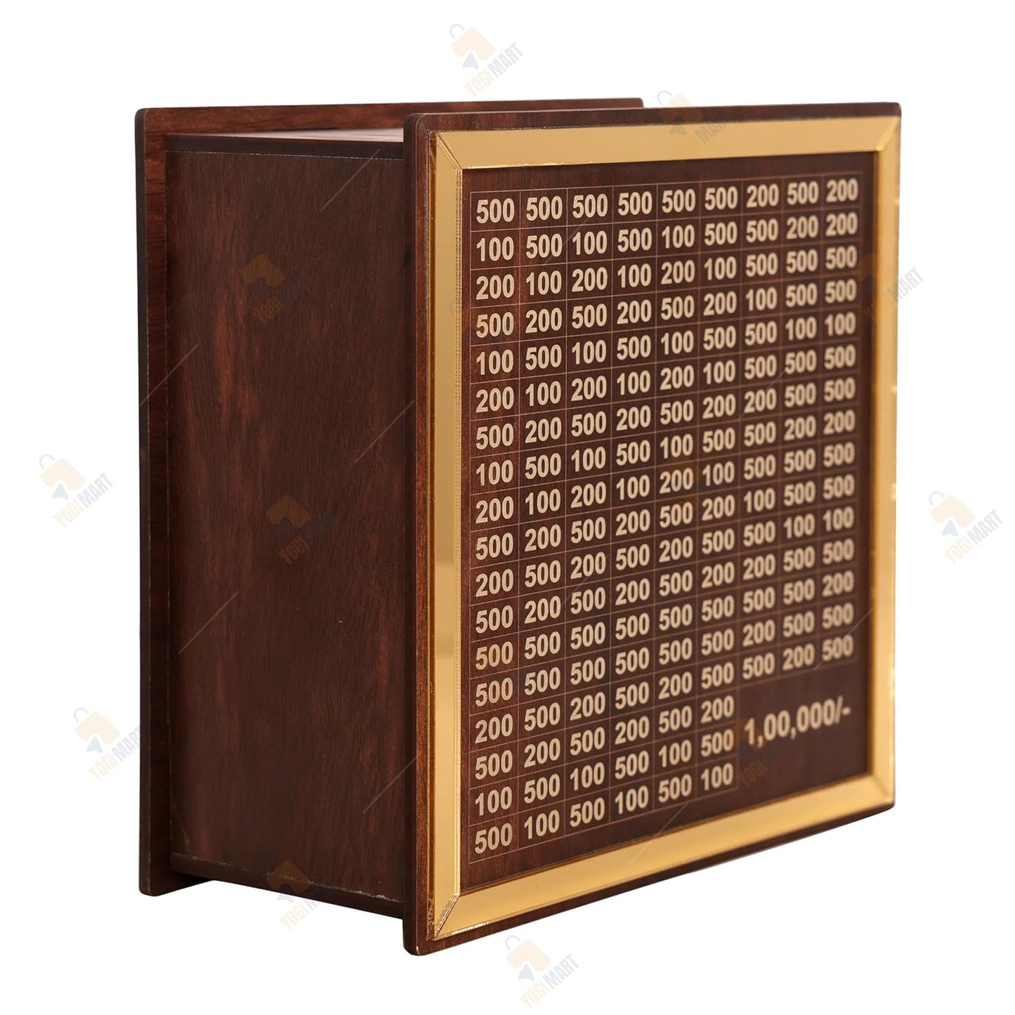 Savings Challenge Wooden Piggy Bank — Money Saving Box for Kids & Adults (Brown)