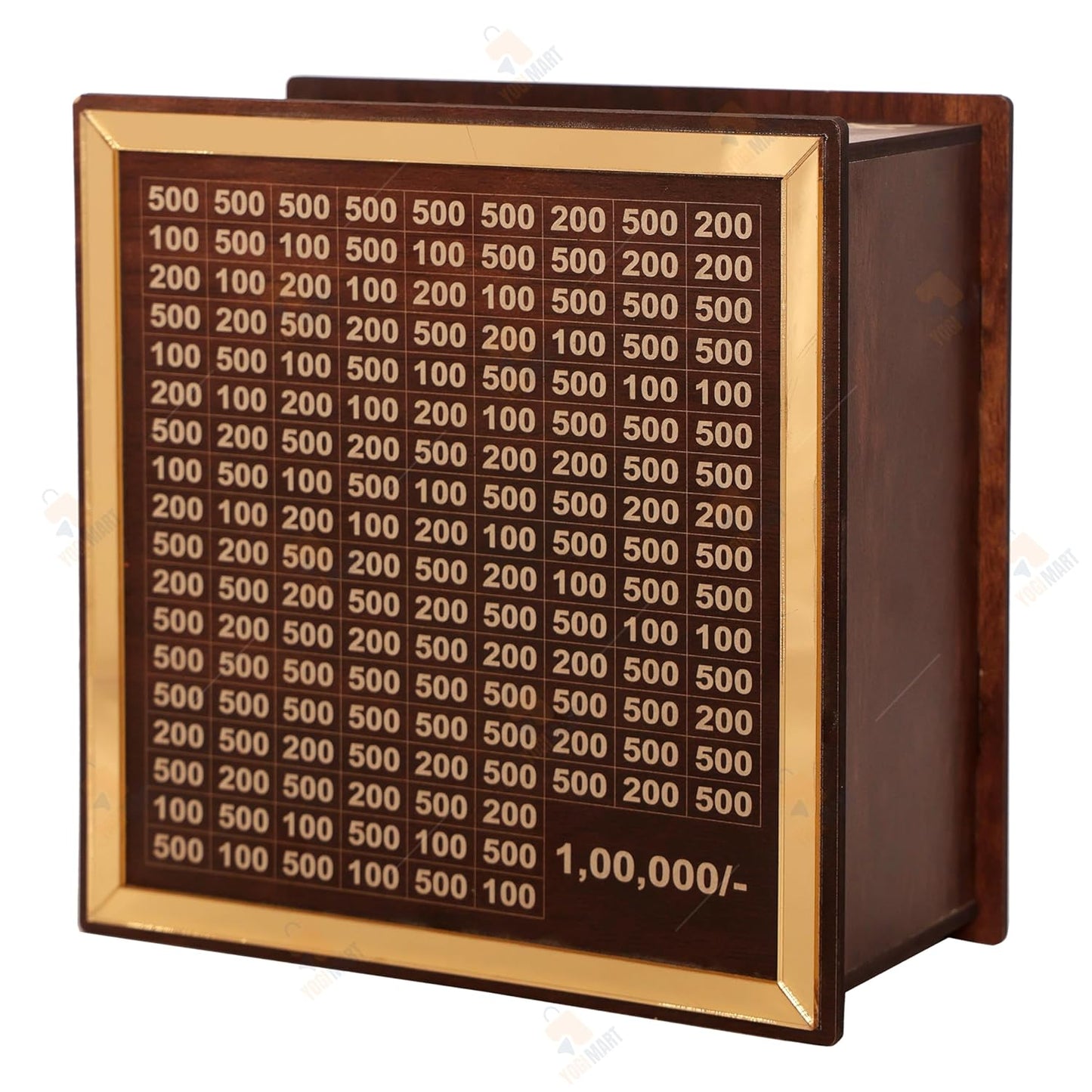 Savings Challenge Wooden Piggy Bank — Money Saving Box for Kids & Adults (Brown)