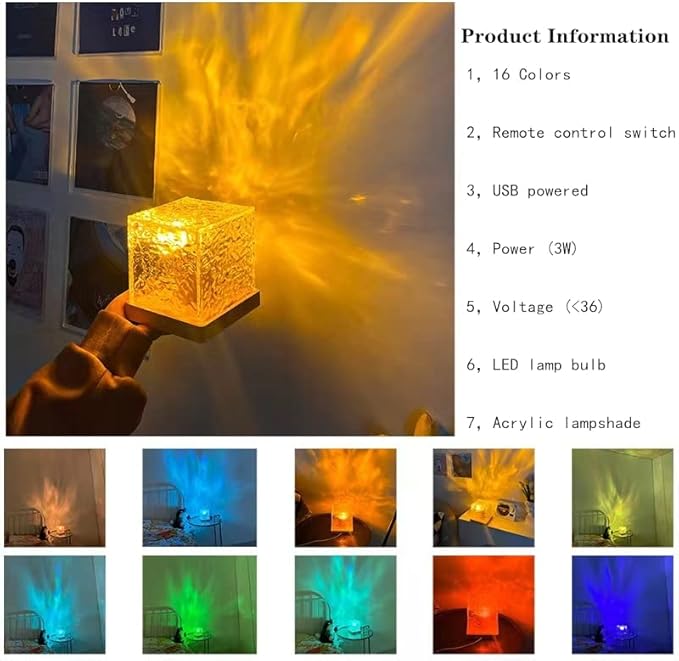 Wave Lamp Aurora Glow LED Crystal Night Light — Romantic Room Decor for Kids & Adults
