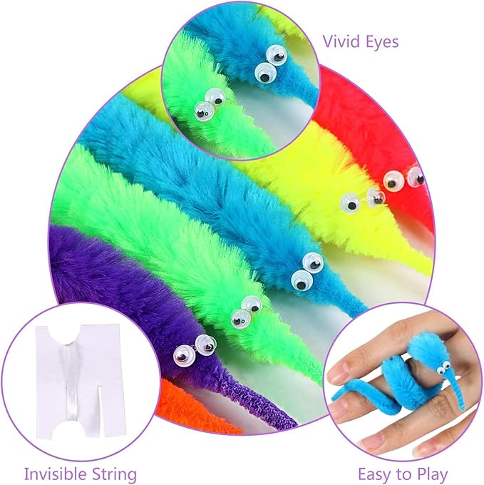 Magic Worm Fidget Toys for Kids & Adults — Pack of 2 Multicolor Sensory Stress Relief Toys