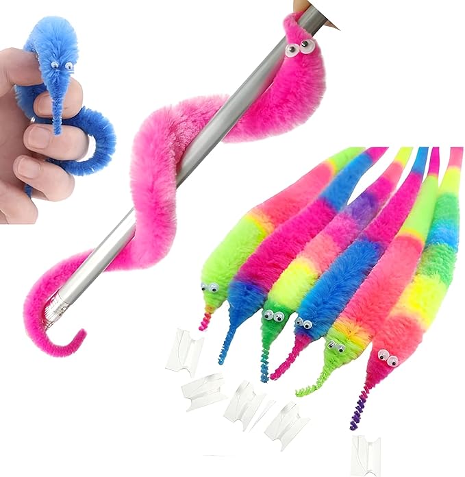 Magic Worm Fidget Toys for Kids & Adults — Pack of 2 Multicolor Sensory Stress Relief Toys