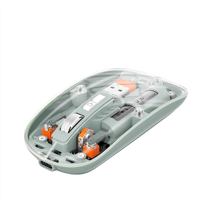 Transparent Rechargeable Wireless Mouse — Silent 1600 DPI Type-C Gaming & Office Mouse