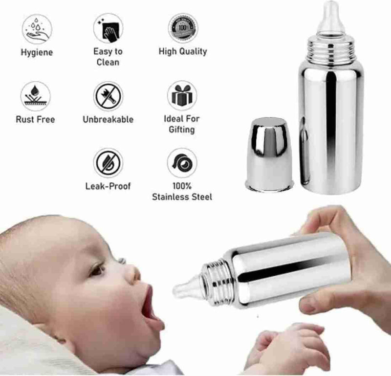 Baby Feeding Bottle Stainless Steel with Silicone Nipple