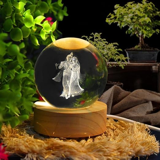 3D Radha Krishna Crystal Ball Night Lamp