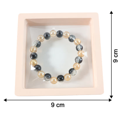 Elegant Dual-tone Crystal Beaded Stretch Bracelet (1 Pc)