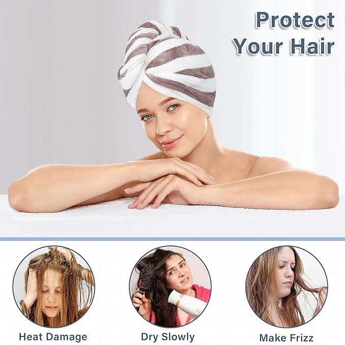 Rayon Microfiber Hair Towel Wrap (pack of 2)