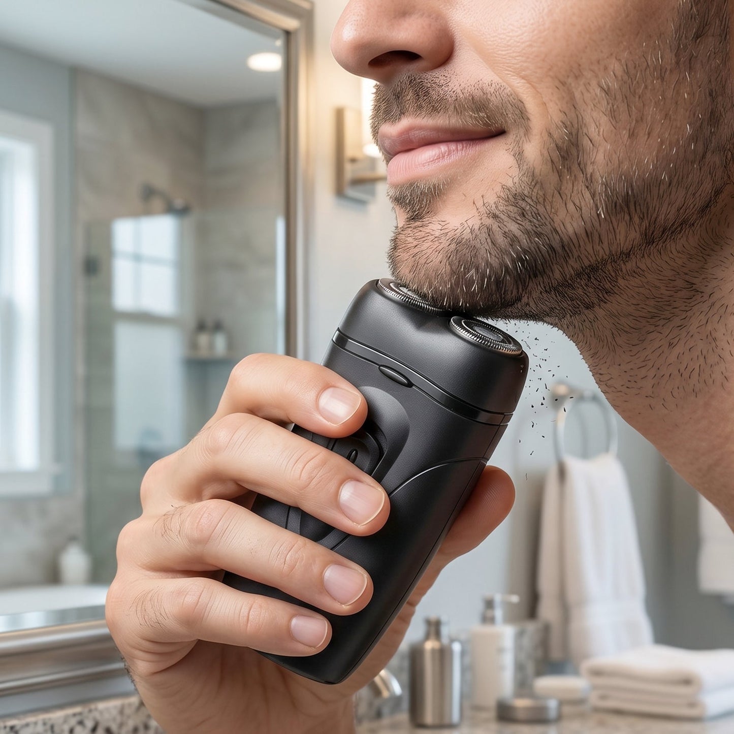Portable Electric Shaver For Men  Compact Rechargeable  Cordless