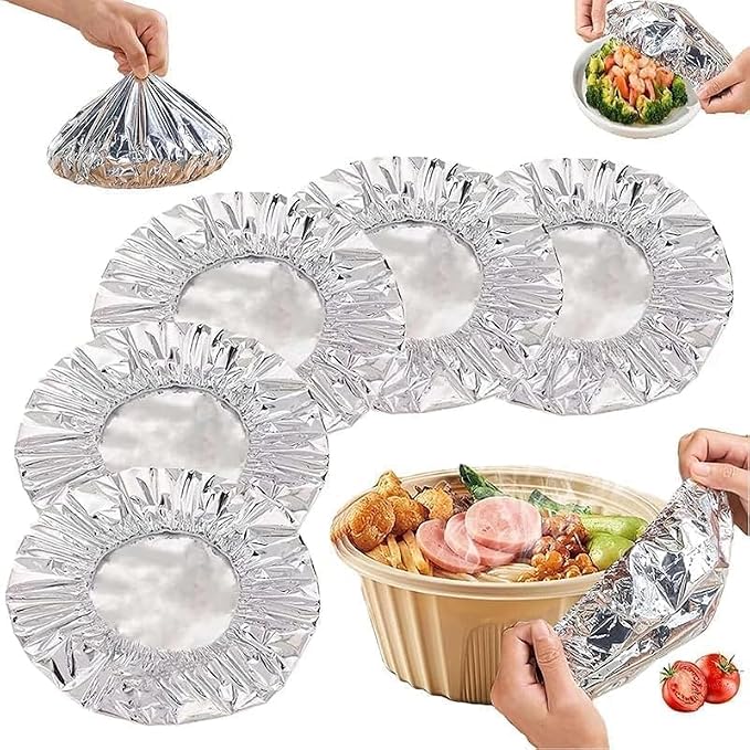 Aluminium Foil Elastic Bowl Covers(Pack of 10)