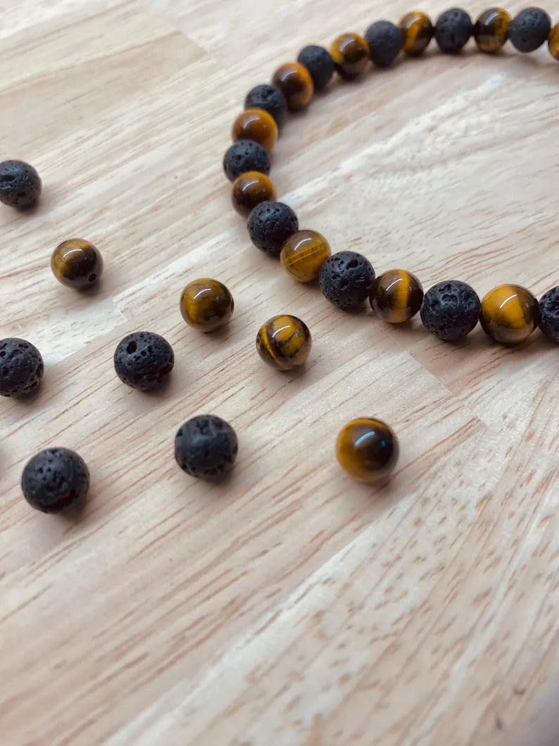 Tiger Eye Lava Rock Bracelet Relaxing Gifts for Men&Women