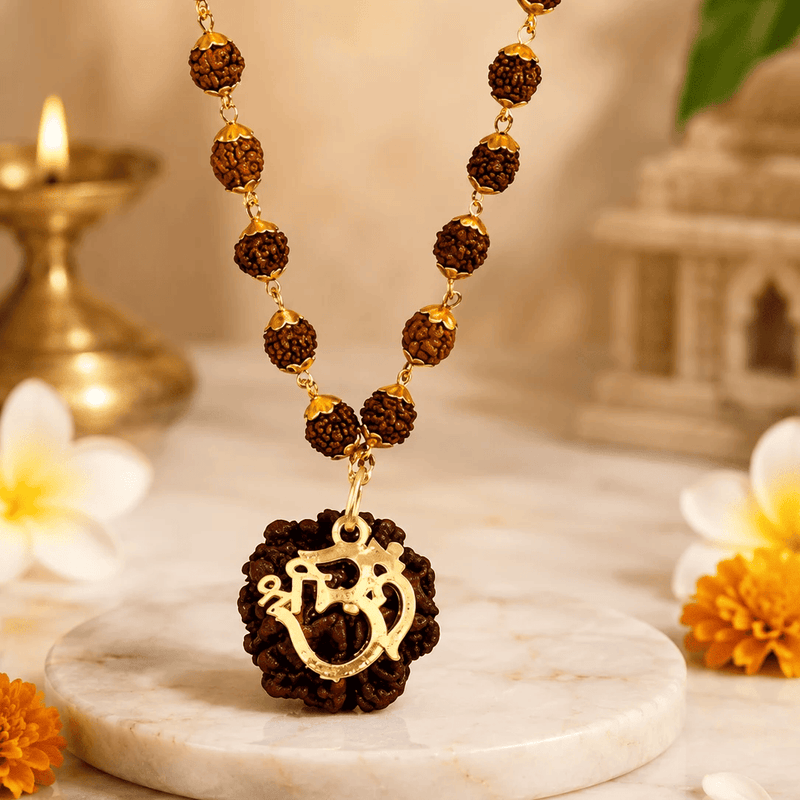 Rudraksha Pendant with Om Shree Design