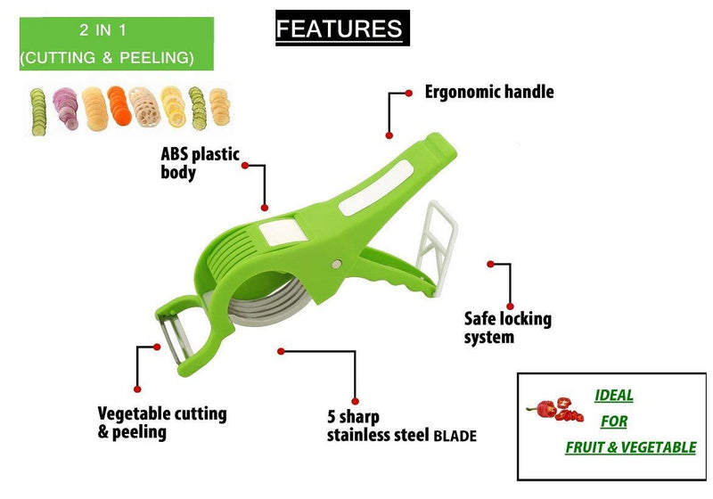 Plastic 2 in 1 Vegetable & Fruit Multi Cutter with Peeler