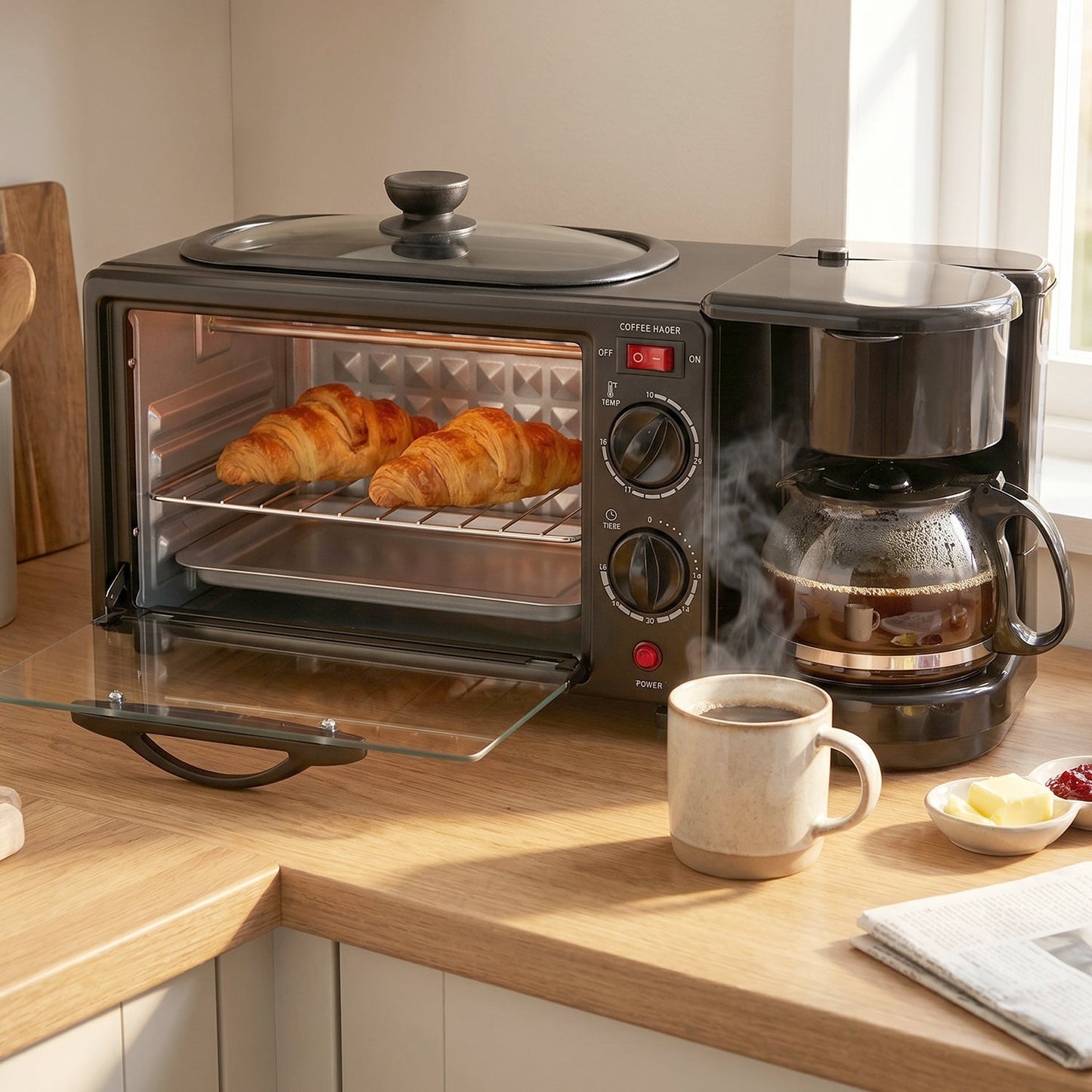 Suta 3 In 1 Breakfast Maker  Compact Kitchen Multi-functional Appliance
