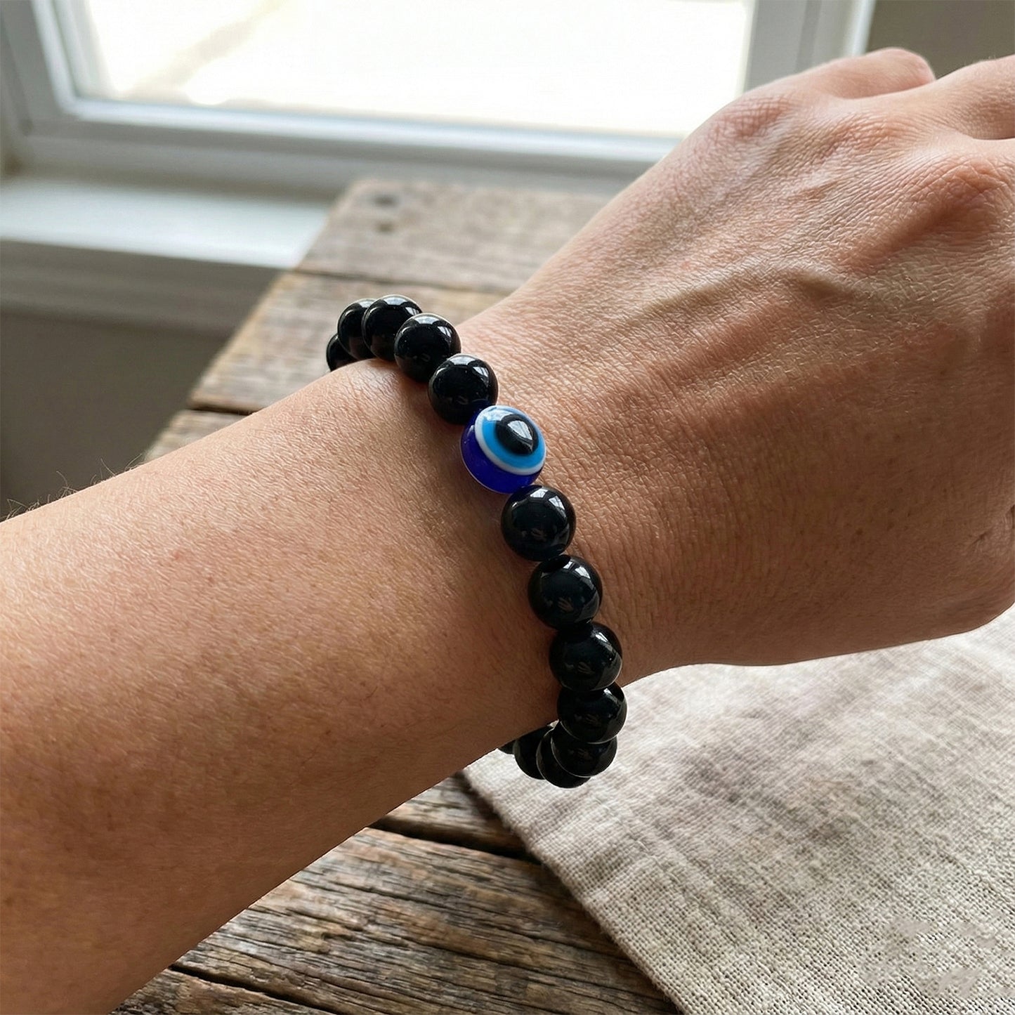 Elegant Dual-tone Crystal Beaded Stretch Bracelet (1 Pc)