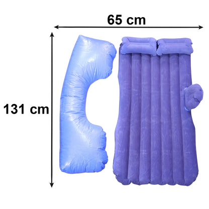Portable Car Air Mattress Bed Set With Pump  Pillows Inflatable (Blue)