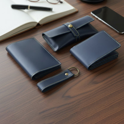 4 In 1 Premium Pu Leather Wallet Gift Set For Men (4 Pc Set)