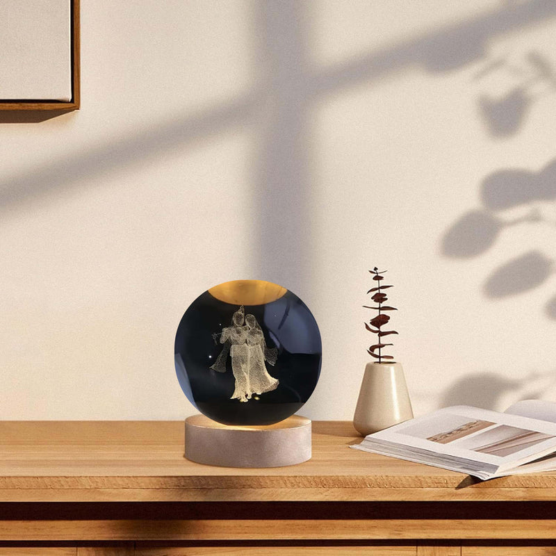 3D Radha Krishna Crystal Ball Night Light