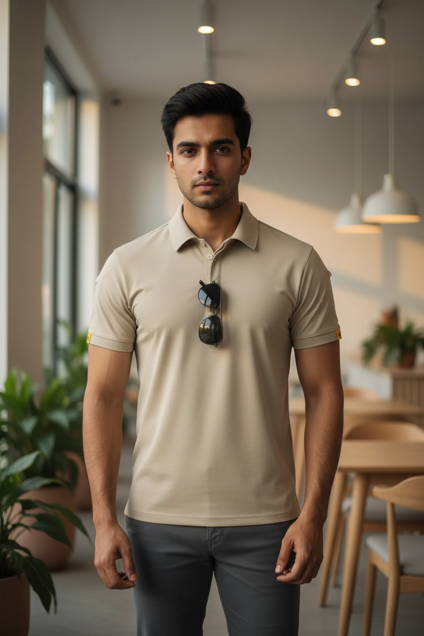 Men's Cotton Polo T-Shirt — Pack of 5 (Teal, Grey, Black, Purple, Beige)