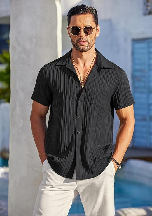 Black Popcorn Half Sleeves Shirt for Men (SIZE-M,L,XL)
