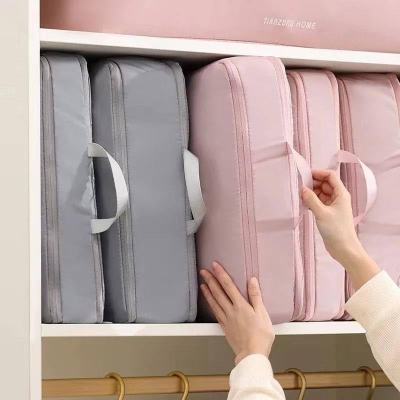 Blanket Cover Bag Ultra Space Saving Self Compression Organizer Packing Cubes for Travel [Multicolor]
