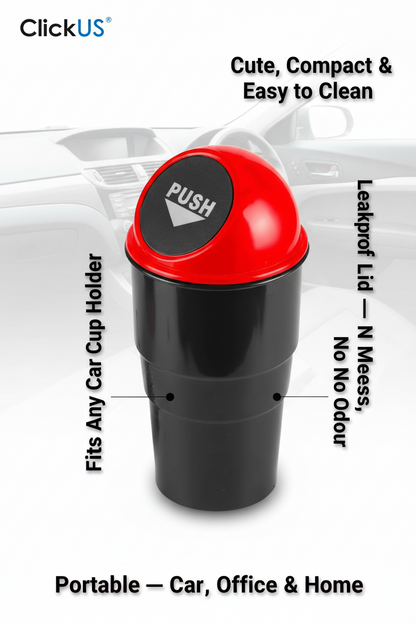 Portable Mini Car Trash Can — Cup Holder Dustbin with Leakproof Lid