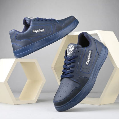 Raysfield Men's Navy Blue Casual Sneakers with lace-up design, made of breathable material, suitable for everyday casual wear
