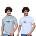 Round Neck Printed T-Shirt for Men (White & Grey, S) (Pack of 2)