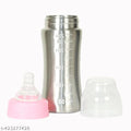 Stainless Steel Milk Bottle for Baby (Silver & Pink, 250 ml)