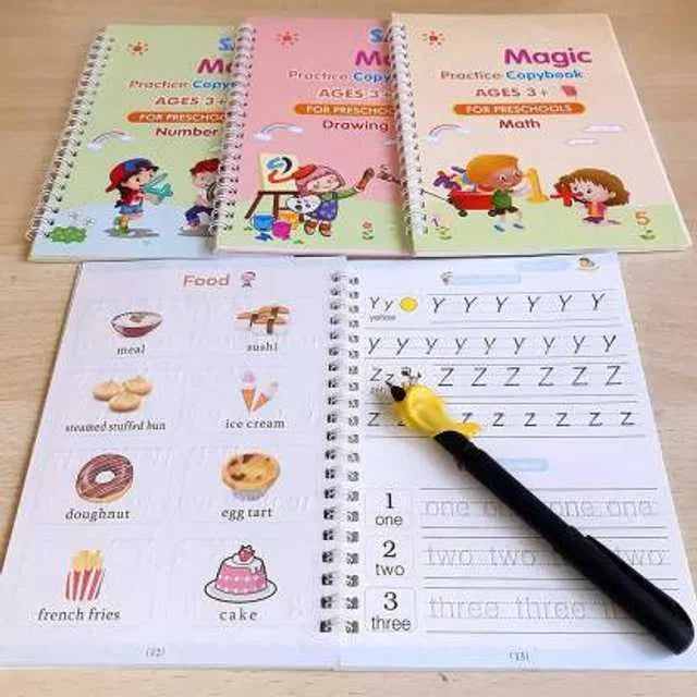 Magic Practice Copybook — 4 Books + 10 Refills Handwriting Practice Set for Kids