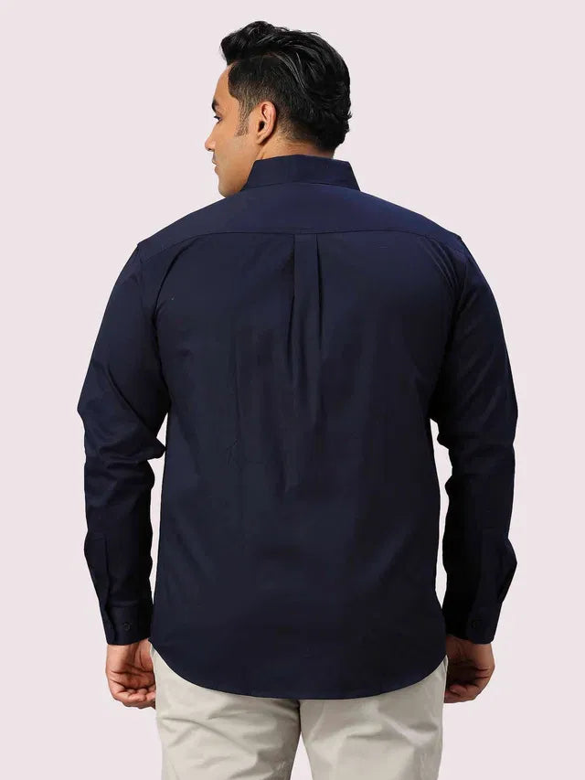 Men's Cotton Blend Full Sleeve Shirt with Double Pocket — Pack of 3 (Navy Blue)