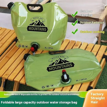 Foldable Large Capacity Outdoor Water Storage Bag — 8L with Tap & Handle for Camping, BBQ & Outdoor Cooking (Pack of 2)