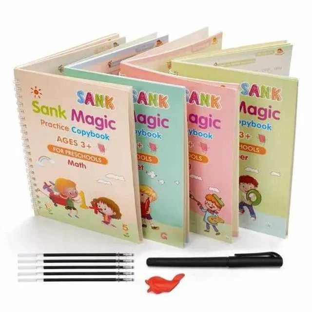 Magic Practice Copybook — 4 Books + 10 Refills Handwriting Practice Set for Kids
