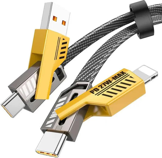65W 4-in-1 USB Transformer Charging & Data Cable — Multi-Device Fast Charge
