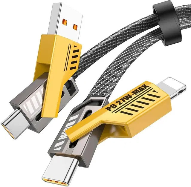 65W 4-in-1 USB Transformer Charging & Data Cable — Multi-Device Fast Charge