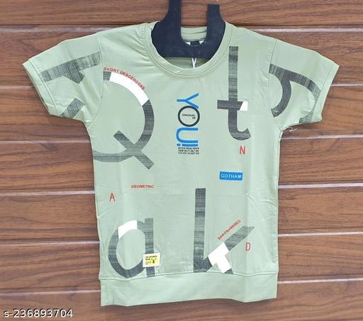 Cotton Blend Round Neck Printed T-Shirt for Boys — Mint Green Casual Wear (2-16 Years)