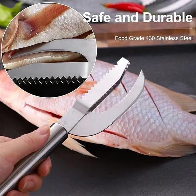 3-in-1 Stainless Steel Fish Scaler, Remover & Knife — Multipurpose Fish Cleaning Tool