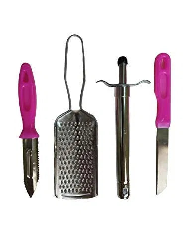 4 in 1 Combo Kitchen Set — Stainless Steel Peeler, Cheese Grater, Gas Lighter & Knife